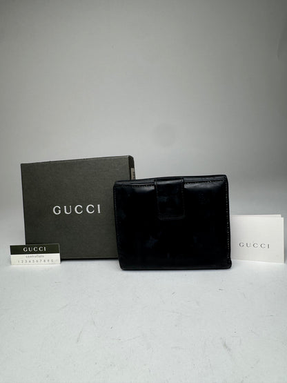 Vintage Gucci Patent Leather Horsebit Wallet Black