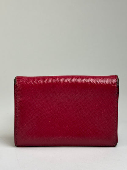Vintage Prada Saffiano Leather Bifold Wallet Late 1990s Red