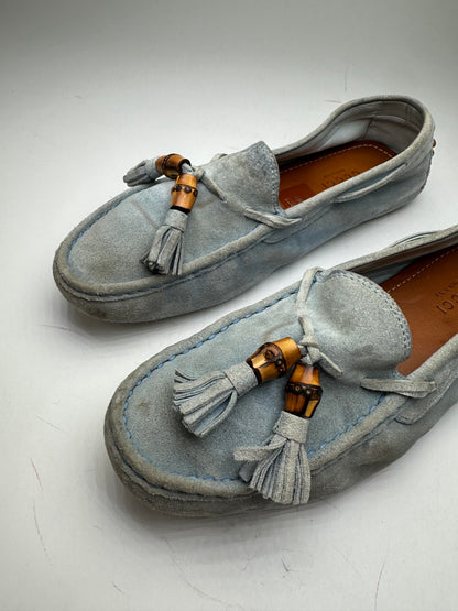 Vintage Gucci Bamboo Suede Loafer Light Blue EU37