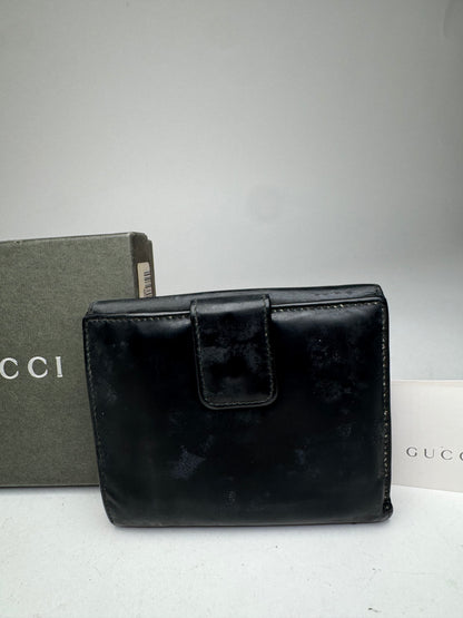 Vintage Gucci Patent Leather Horsebit Wallet Black