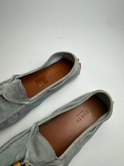 Vintage Gucci Bamboo Suede Loafer Light Blue EU37