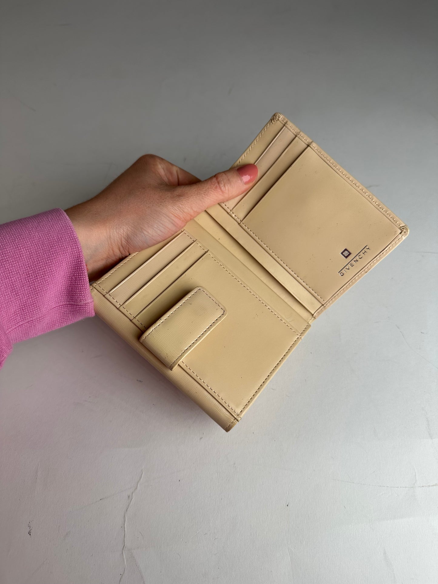 Vintage Givenchy Patent Leather Wallet Beige