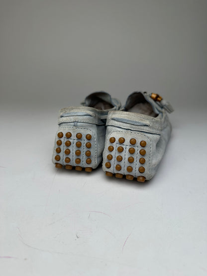 Vintage Gucci Bamboo Suede Loafer Light Blue EU37