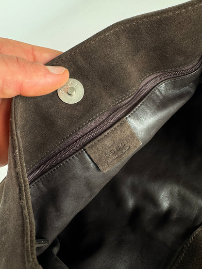 Vintage Gucci Big Suede Bag brown
