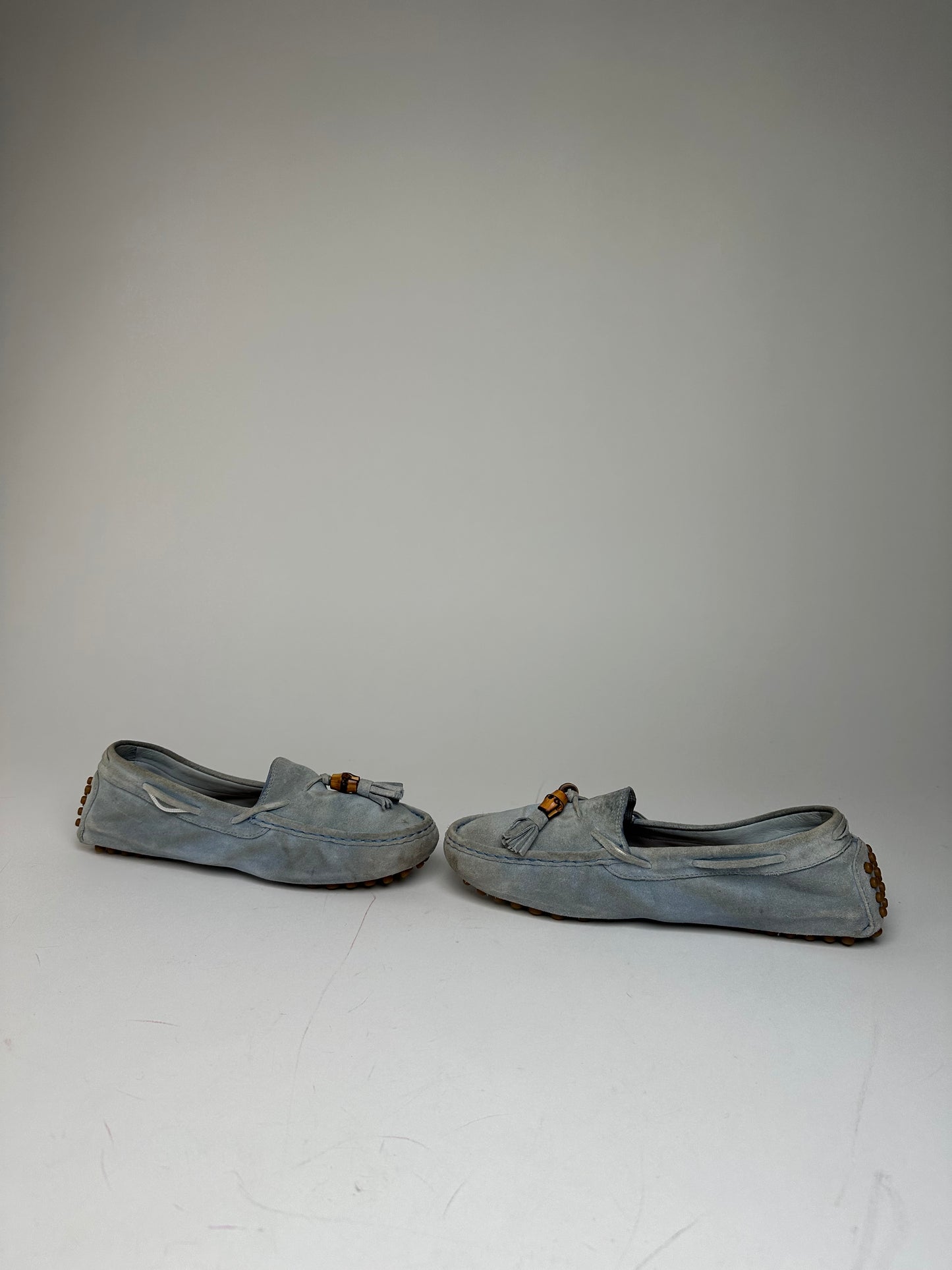 Vintage Gucci Bamboo Suede Loafer Light Blue EU37