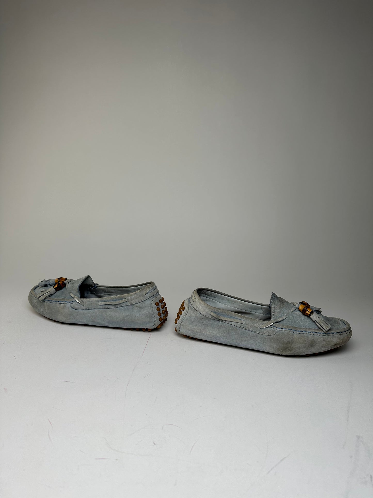 Vintage Gucci Bamboo Suede Loafer Light Blue EU37