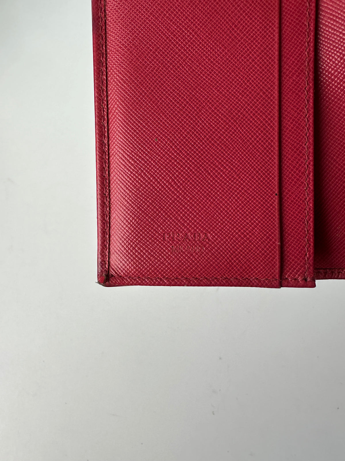 Vintage Prada Saffiano Leather Bifold Wallet Late 1990s Red