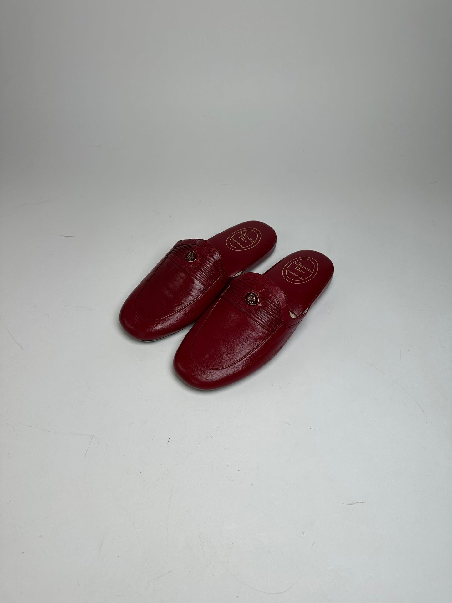 Vintage Dior Leather Slides Red EU37