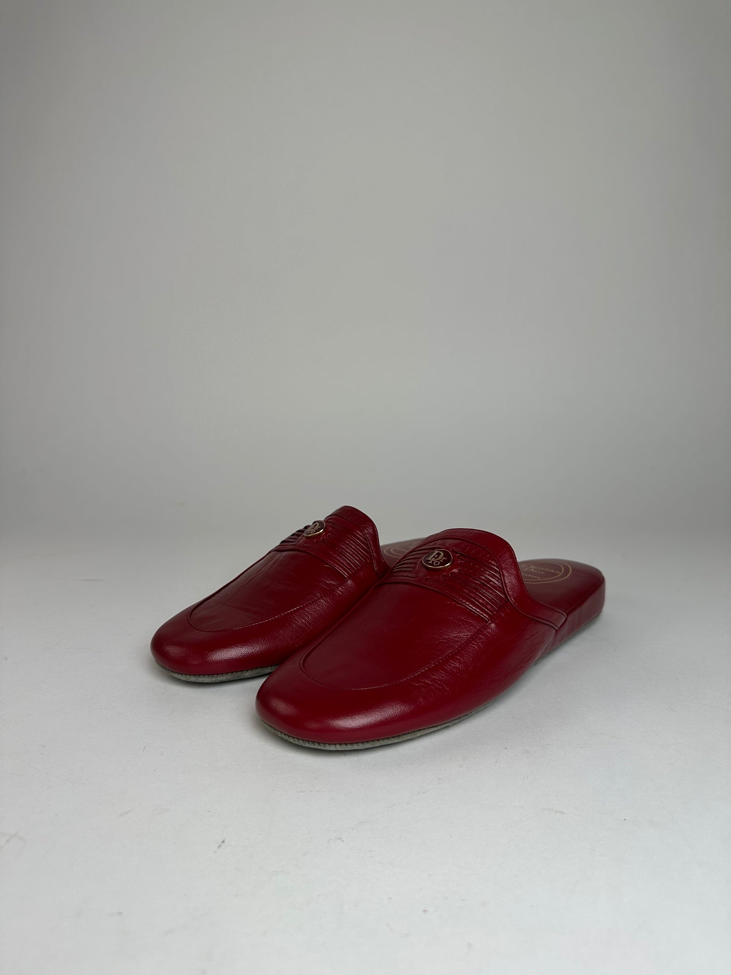 Vintage Dior Leather Slides Red EU37