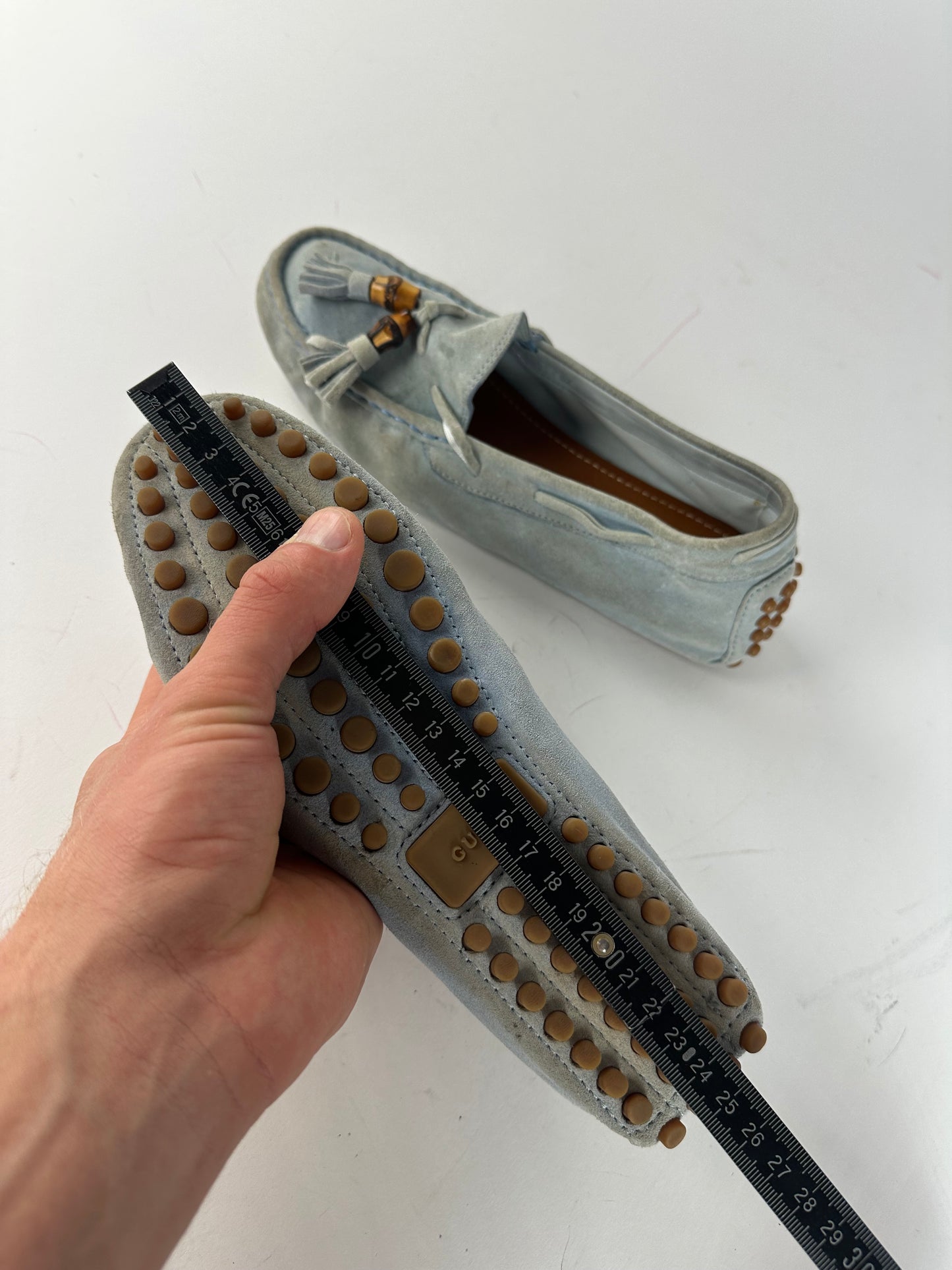 Vintage Gucci Bamboo Suede Loafer Light Blue EU37