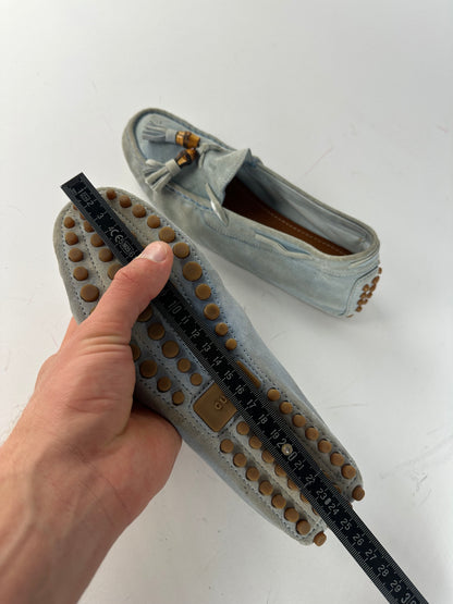 Vintage Gucci Bamboo Suede Loafer Light Blue EU37
