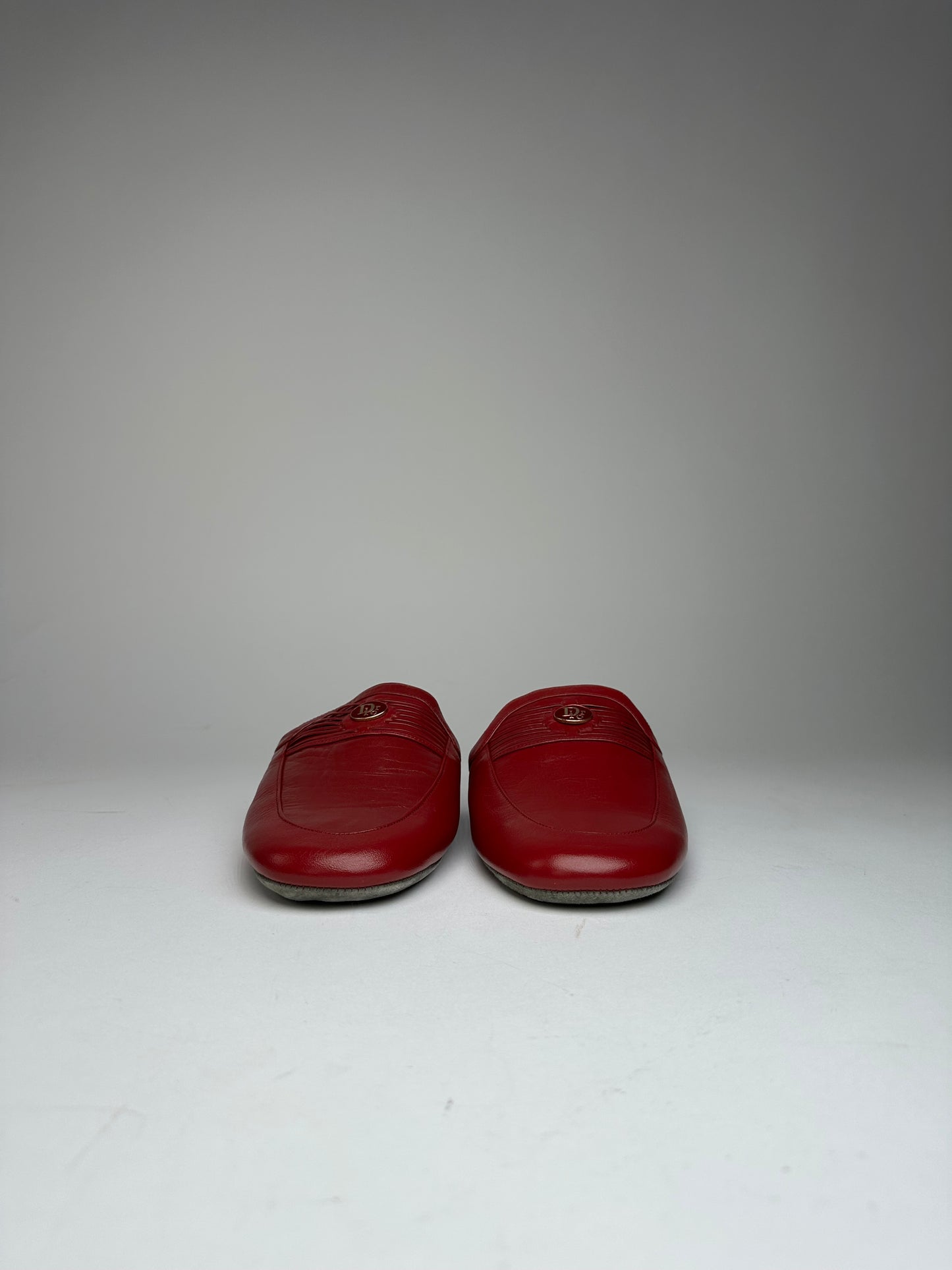 Vintage Dior Leather Slides Red EU37