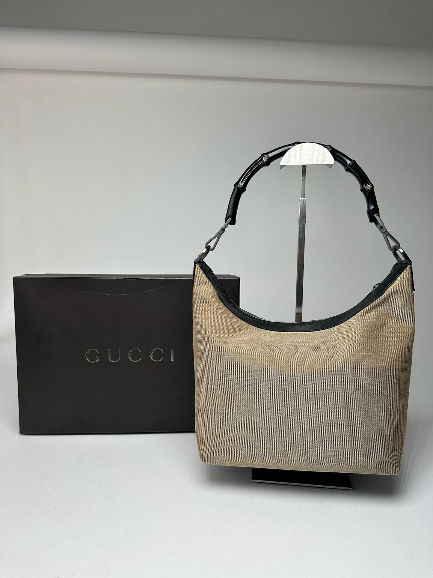 Vintage Gucci Top Handler Handbag Gray