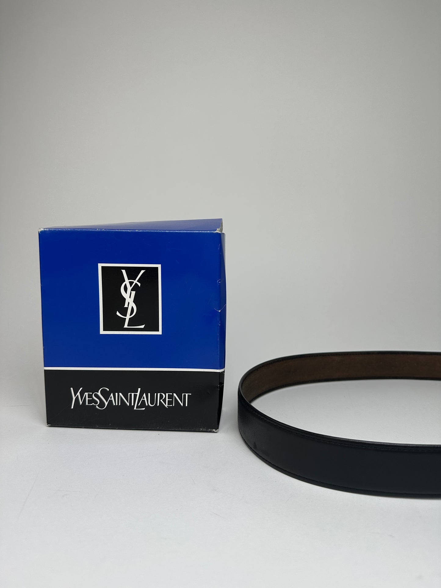 Vintage Yves Saint Laurent Snake Emblossed Leather Belt Black