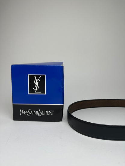 Vintage Yves Saint Laurent Snake Emblossed Leather Belt Black