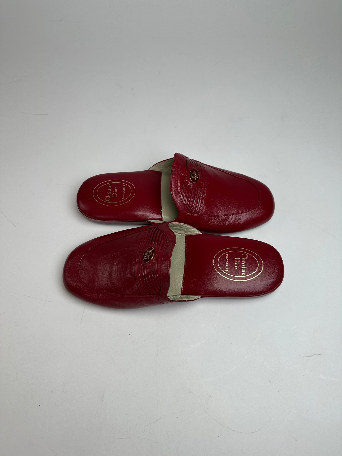 Vintage Dior Leather Slides Red EU37