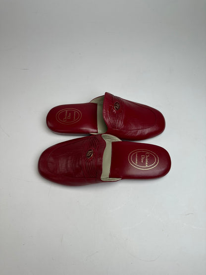 Vintage Dior Leather Slides Red EU37