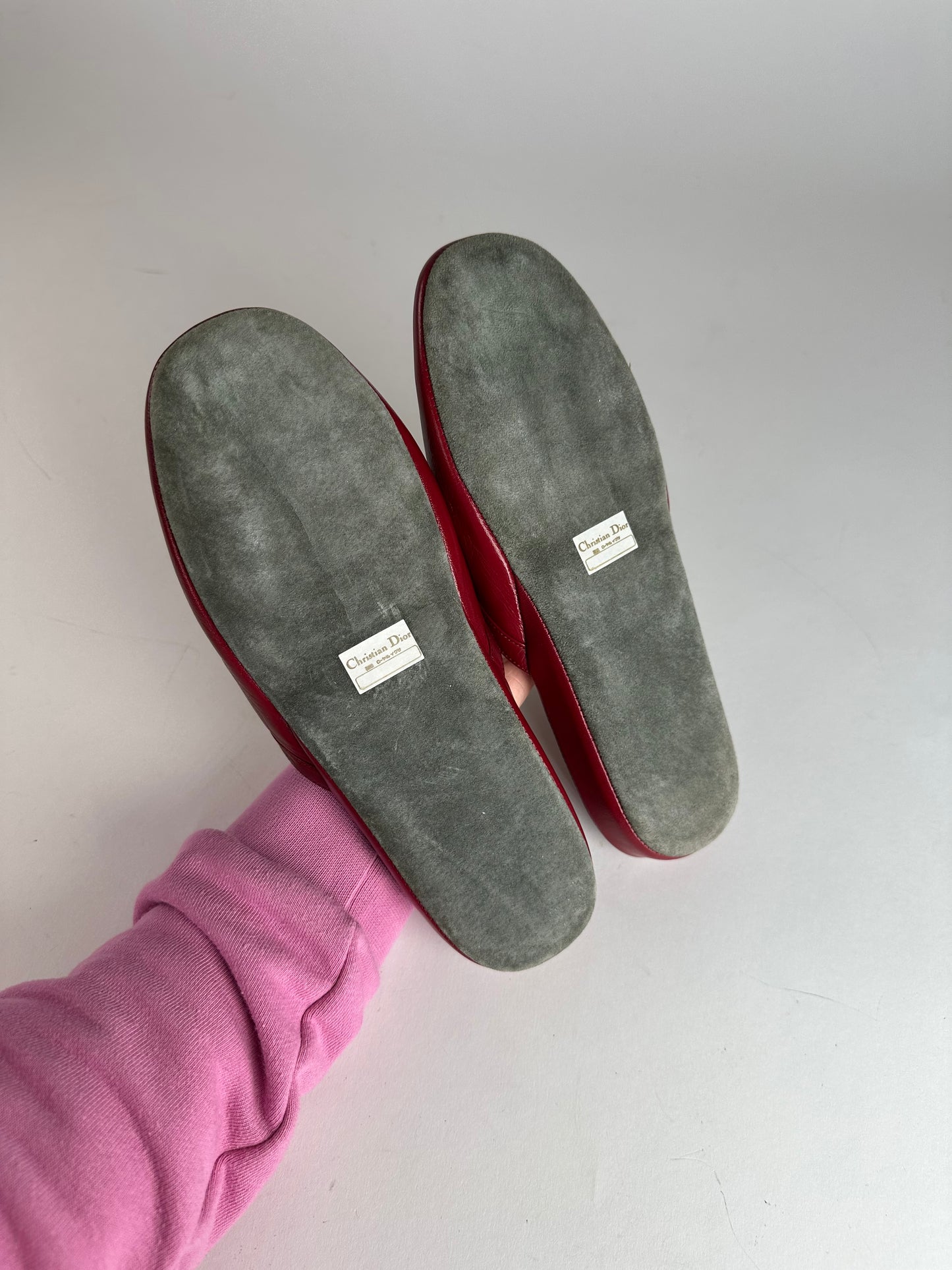 Vintage Dior Leather Slides Red EU37