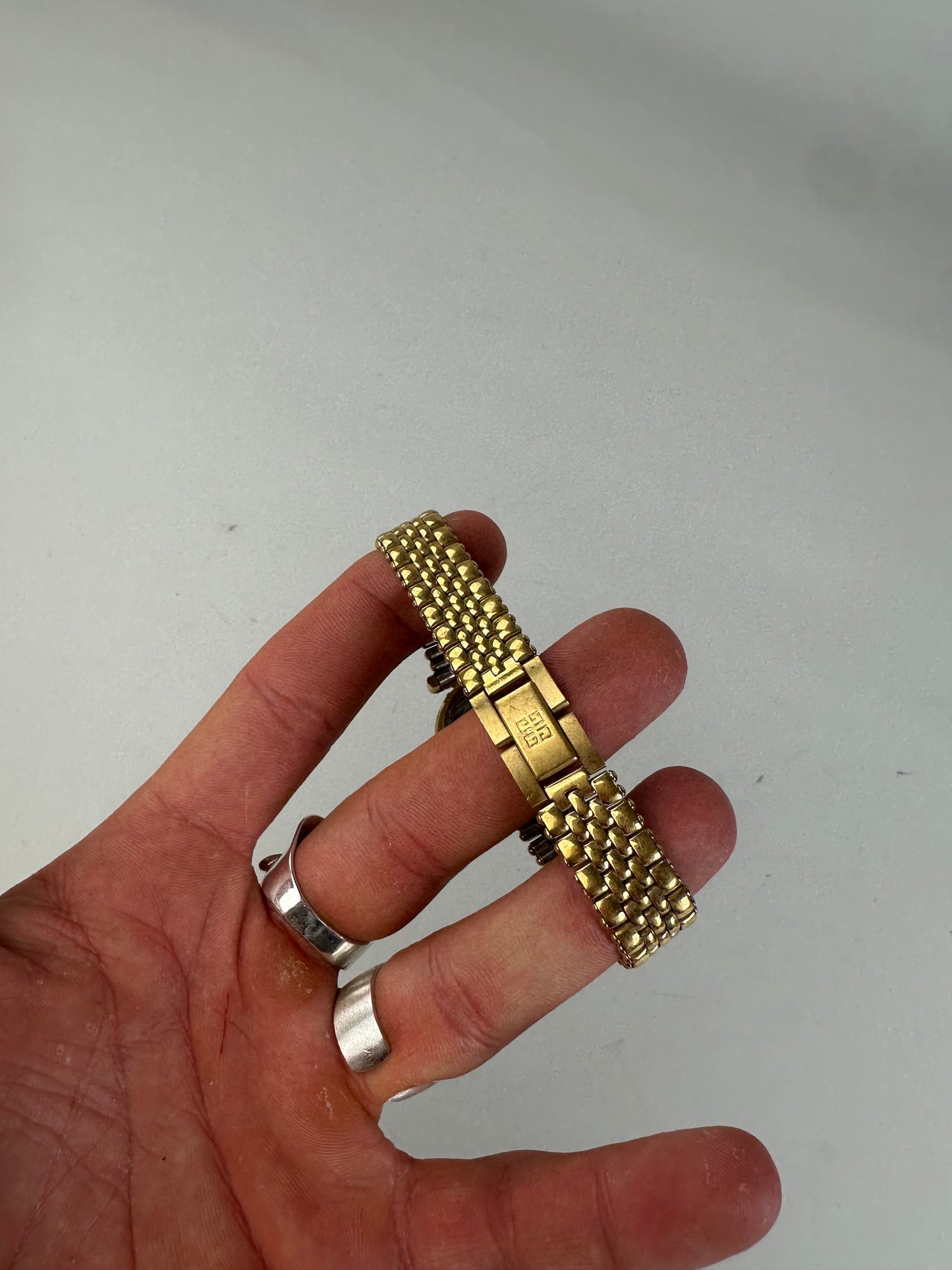 Vintage Givenchy Stainless Steel Bracelet Watch Gold Silver