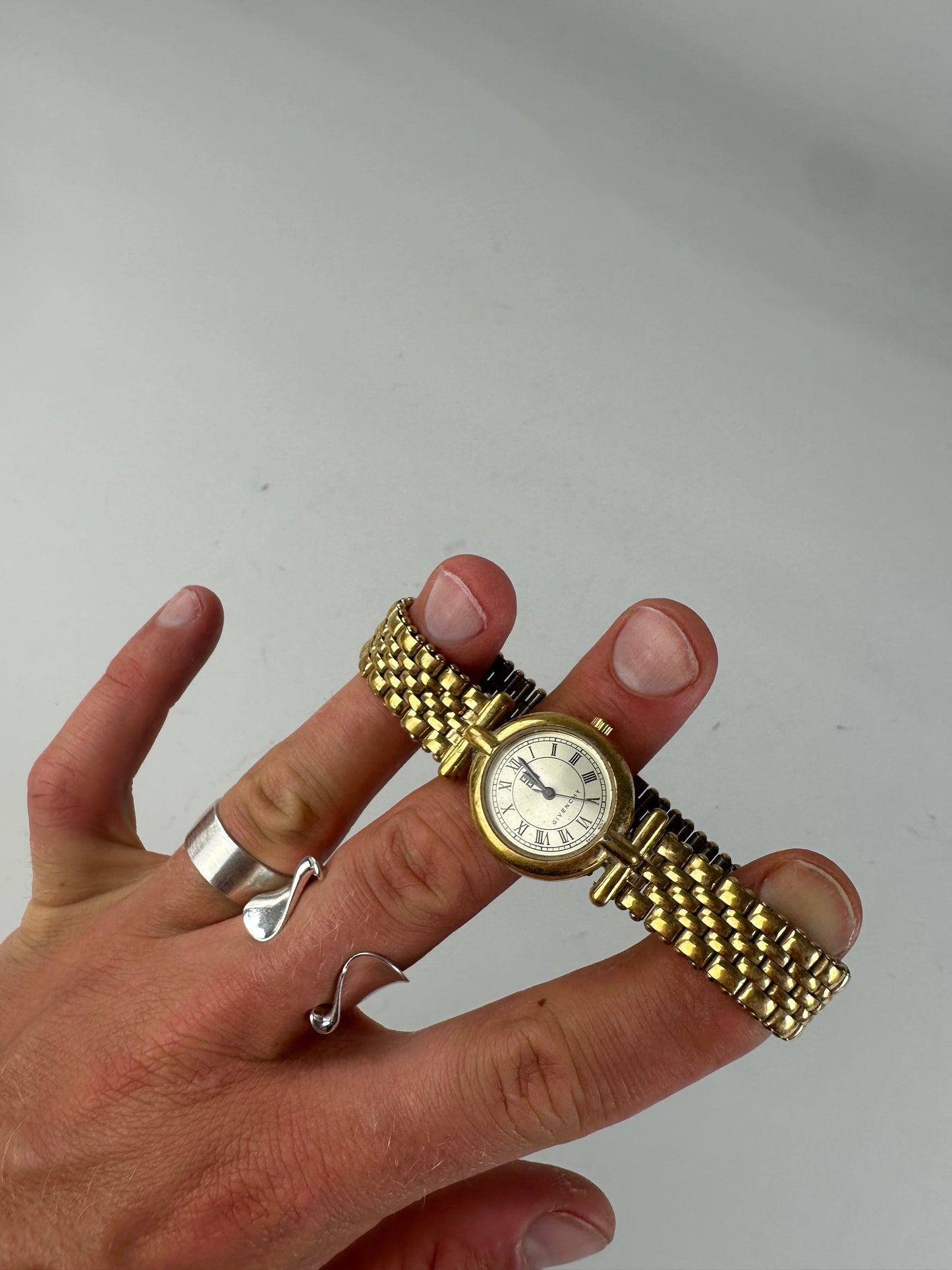 Vintage Givenchy Stainless Steel Bracelet Watch Gold Silver