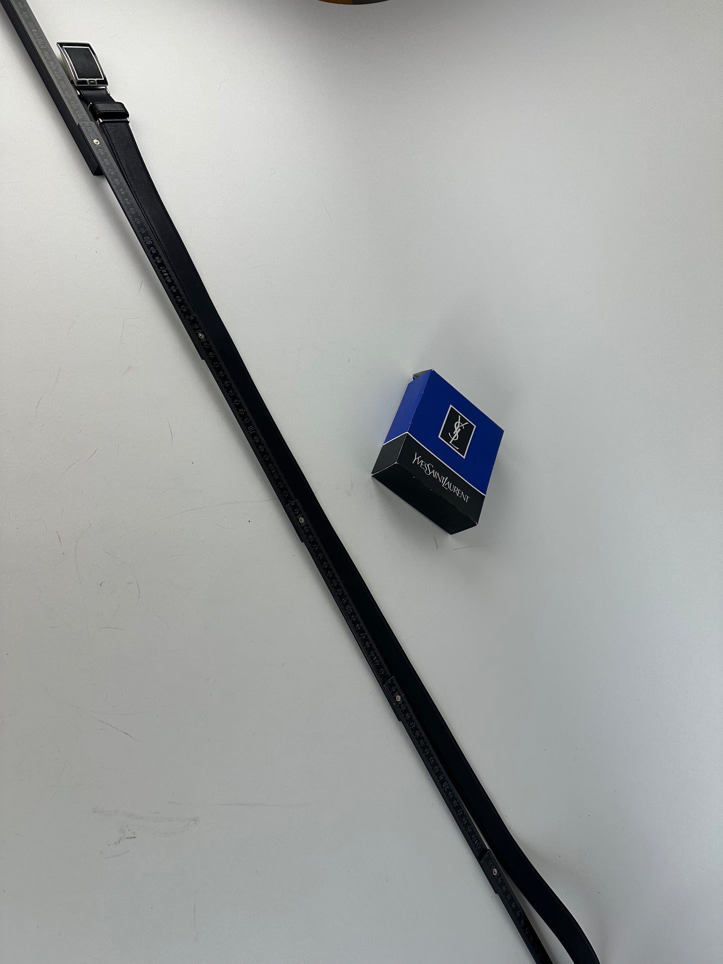 Vintage Yves Saint Laurent Snake Emblossed Leather Belt Black