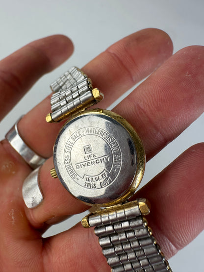 Vintage Givenchy Stainless Steel Bracelet Watch Gold Silver