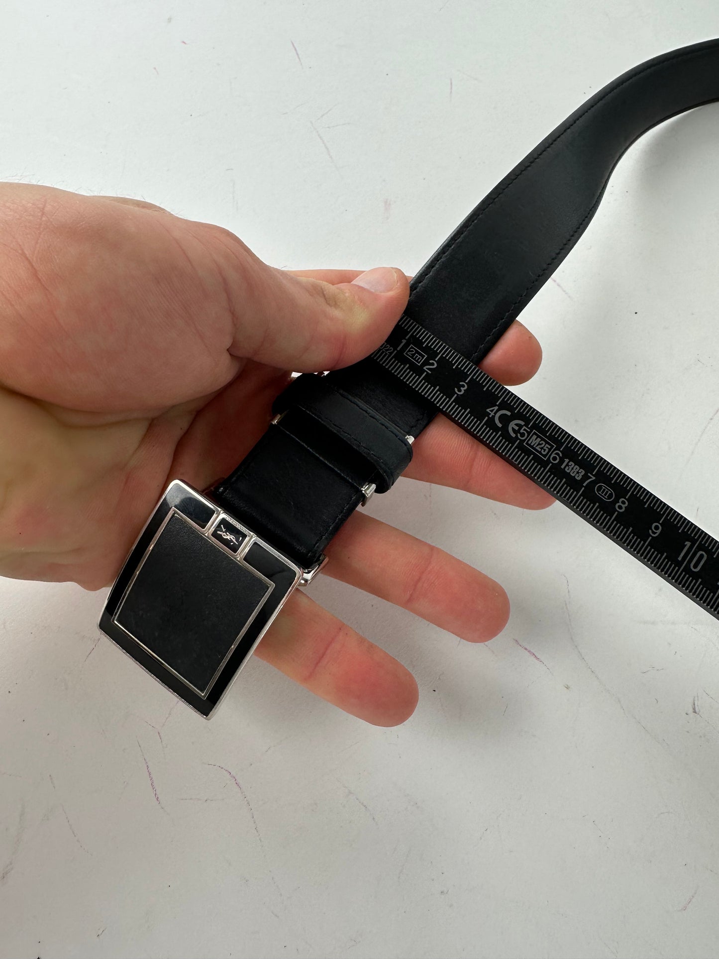 Vintage Yves Saint Laurent Snake Emblossed Leather Belt Black