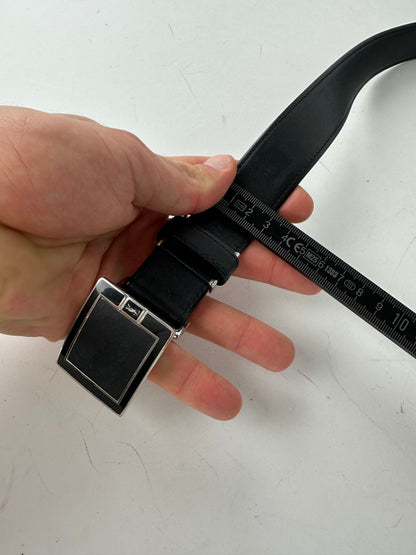 Vintage Yves Saint Laurent Snake Emblossed Leather Belt Black