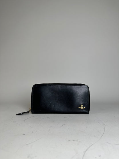 Vintage Vivienne Westwood Leather Wallet Black Gold
