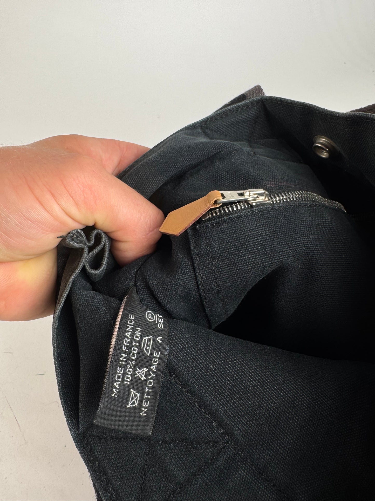 Sac cabas vintage Hermès Mini en toile noire