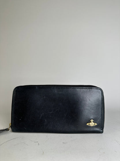 Vintage Vivienne Westwood Leather Wallet Black Gold