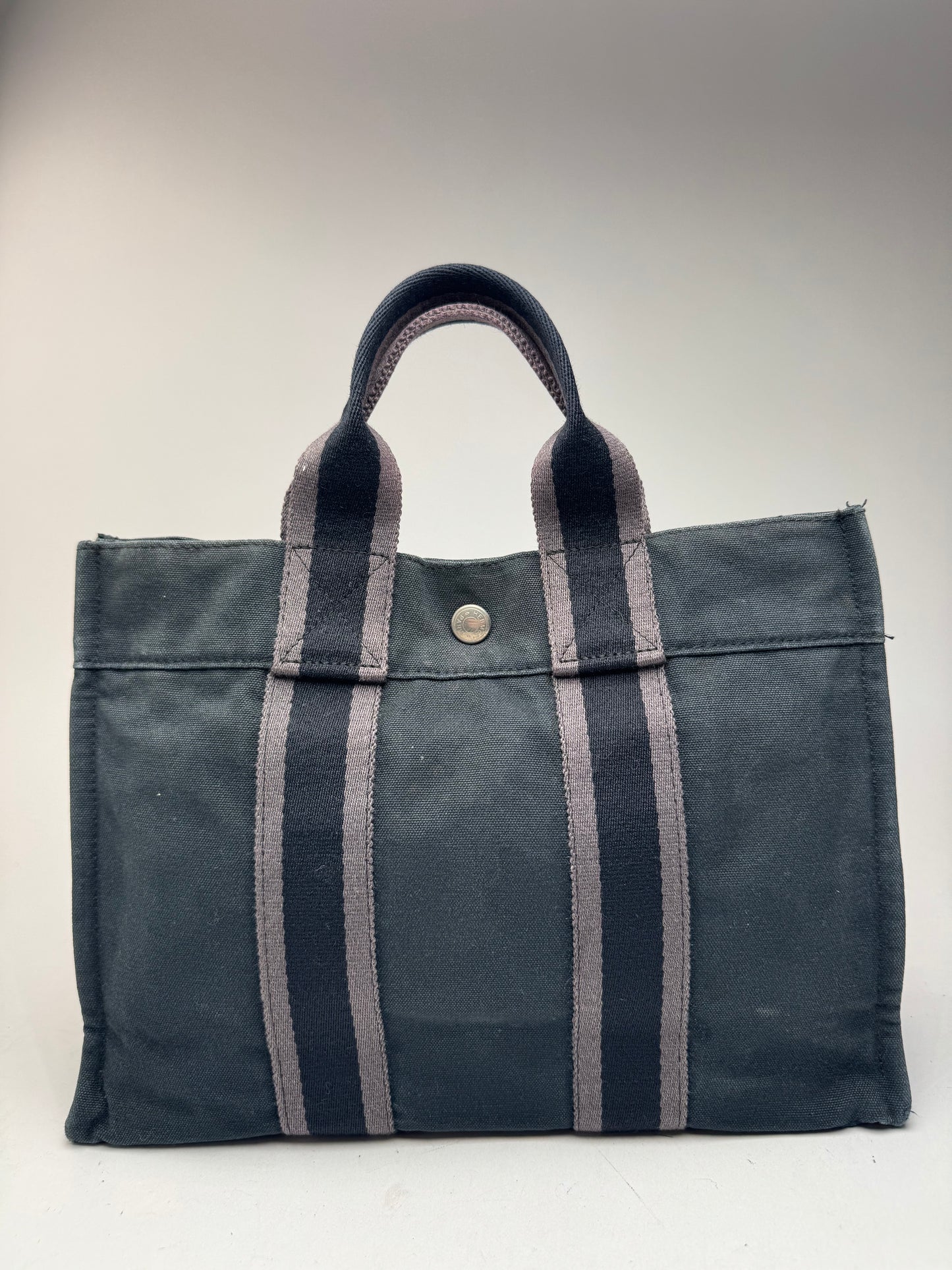 Sac cabas vintage Hermès Mini en toile noire