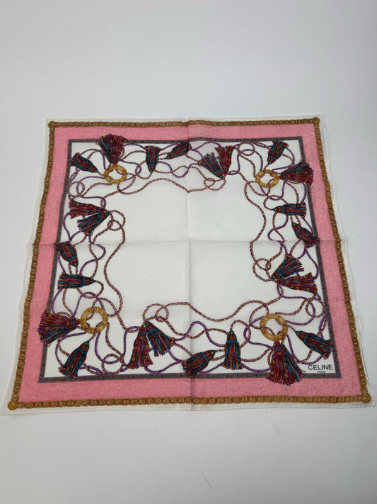 Écharpe Céline Vintage Blanc Rose