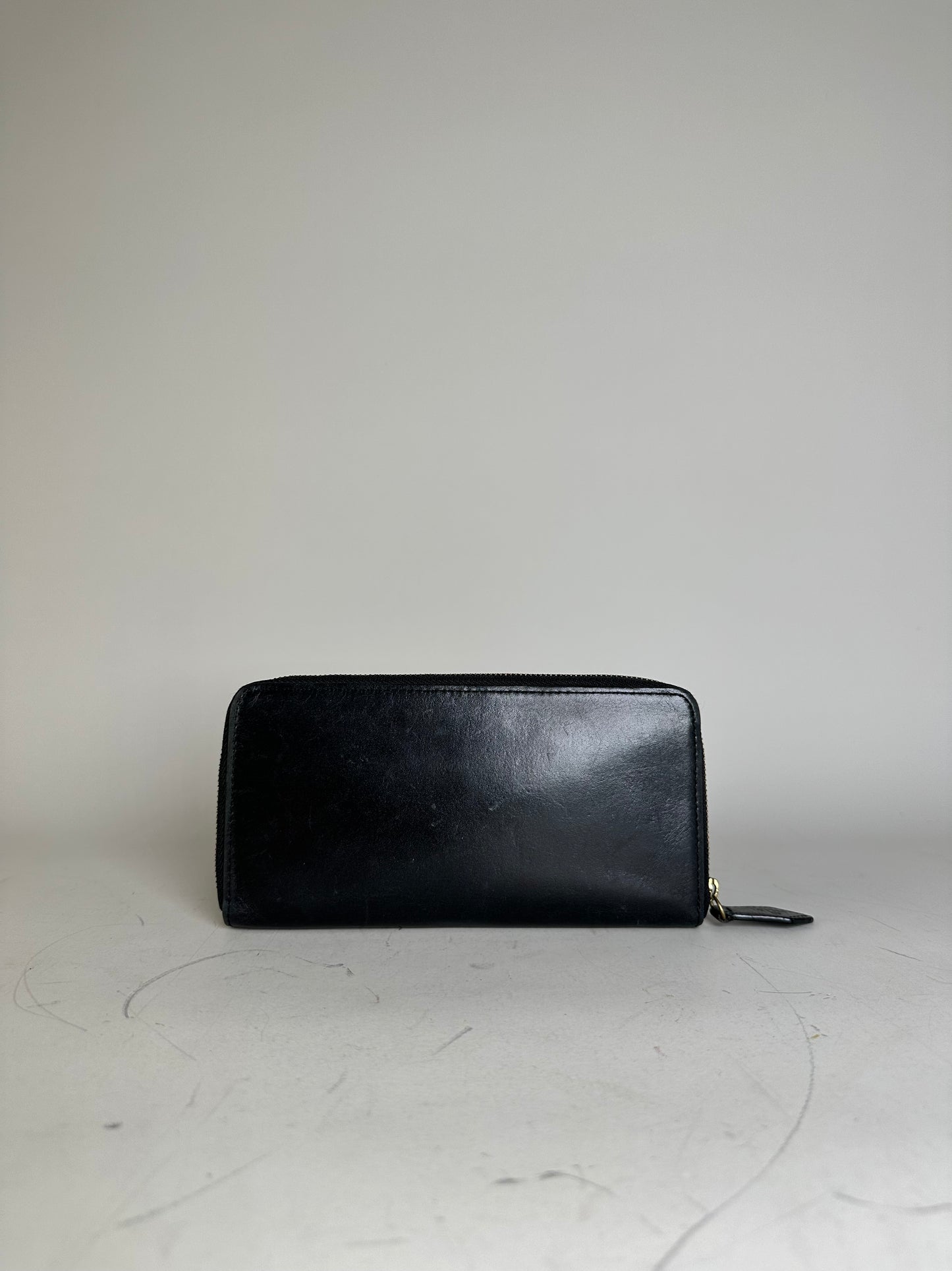 Vintage Vivienne Westwood Leather Wallet Black Gold