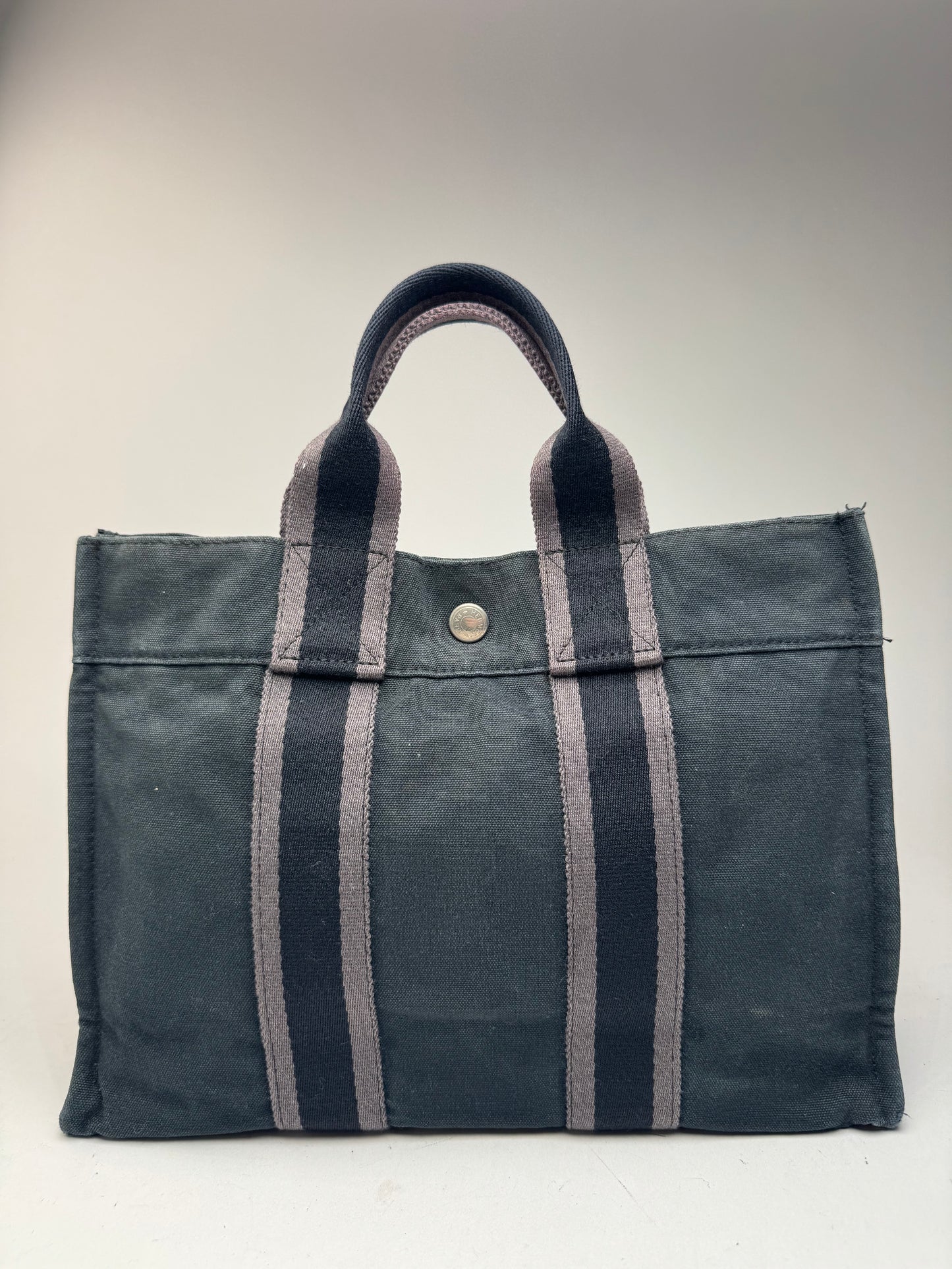 Sac cabas vintage Hermès Mini en toile noire