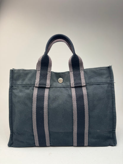 Sac cabas vintage Hermès Mini en toile noire