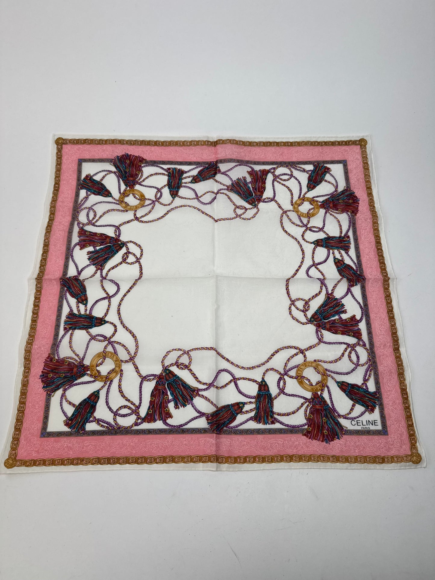 Vintage Celine Scarf White pink