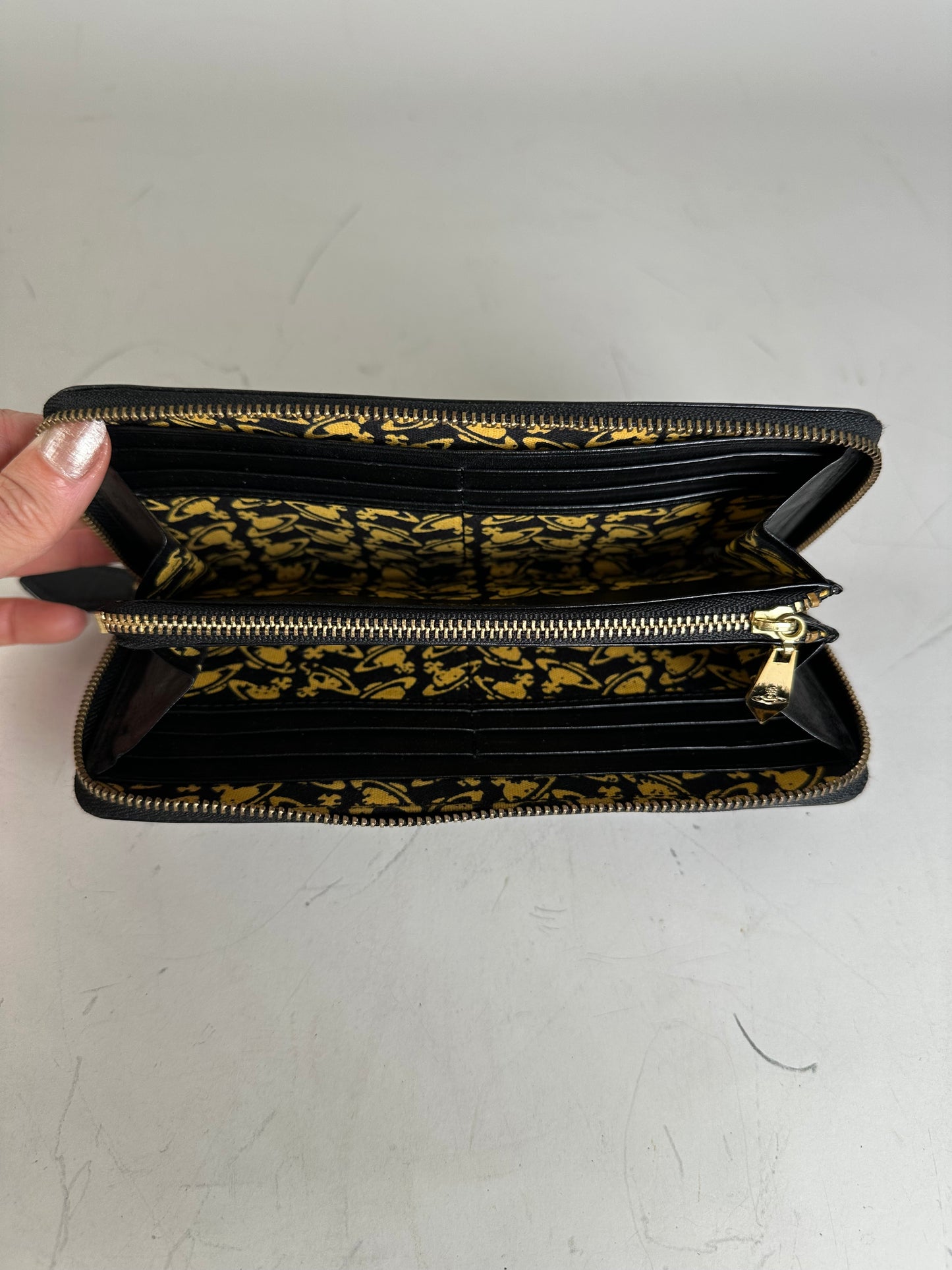 Vintage Vivienne Westwood Leather Wallet Black Gold