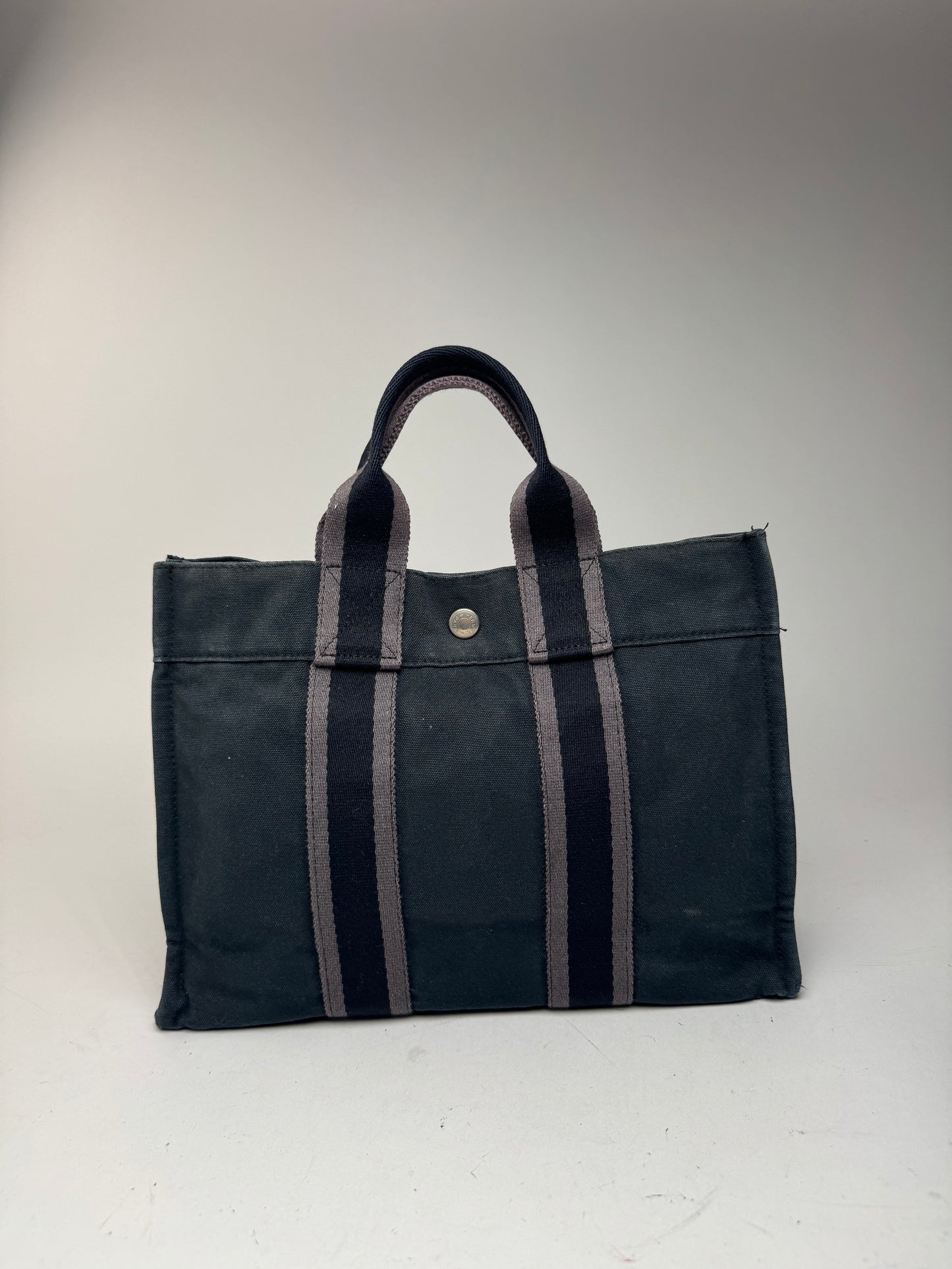 Sac cabas vintage Hermès Mini en toile noire