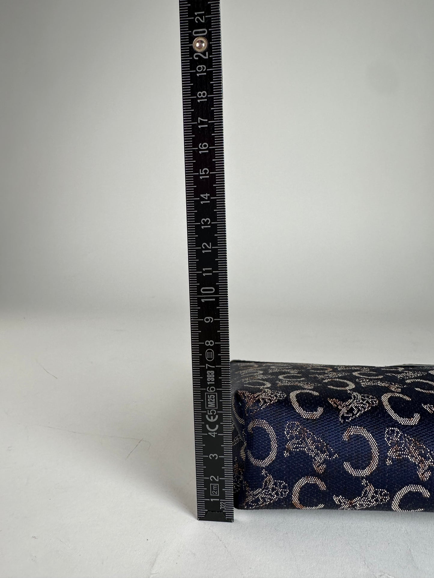 Vintage Celine Paris Monogram Clutch Navy White