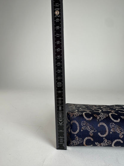 Vintage Celine Paris Monogram Clutch Navy White