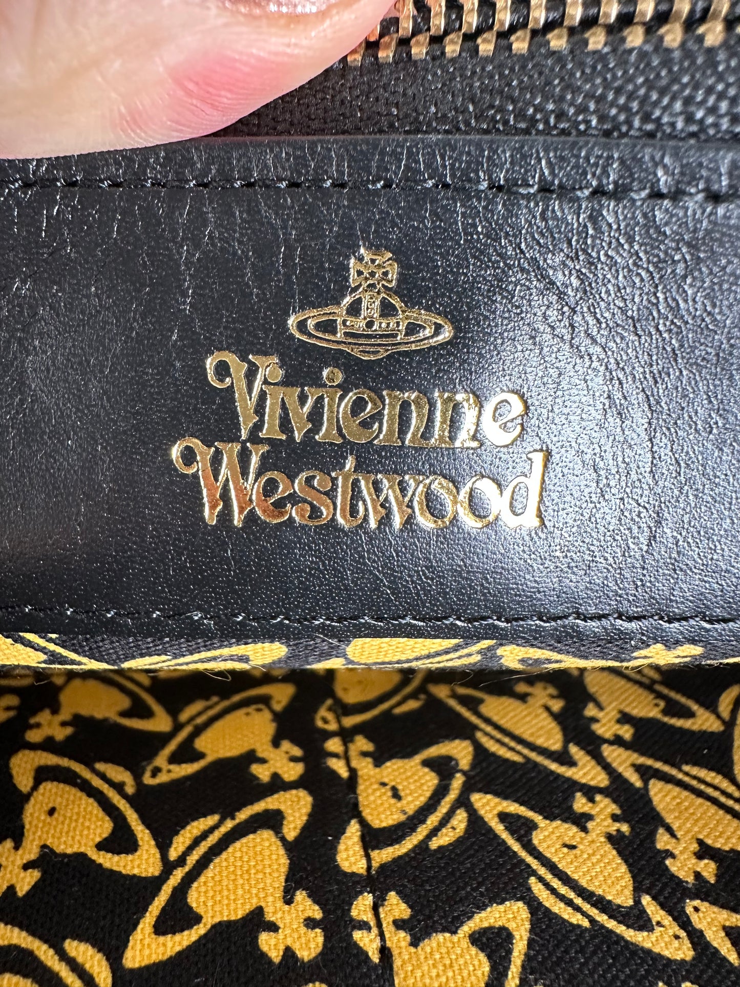 Vintage Vivienne Westwood Leather Wallet Black Gold