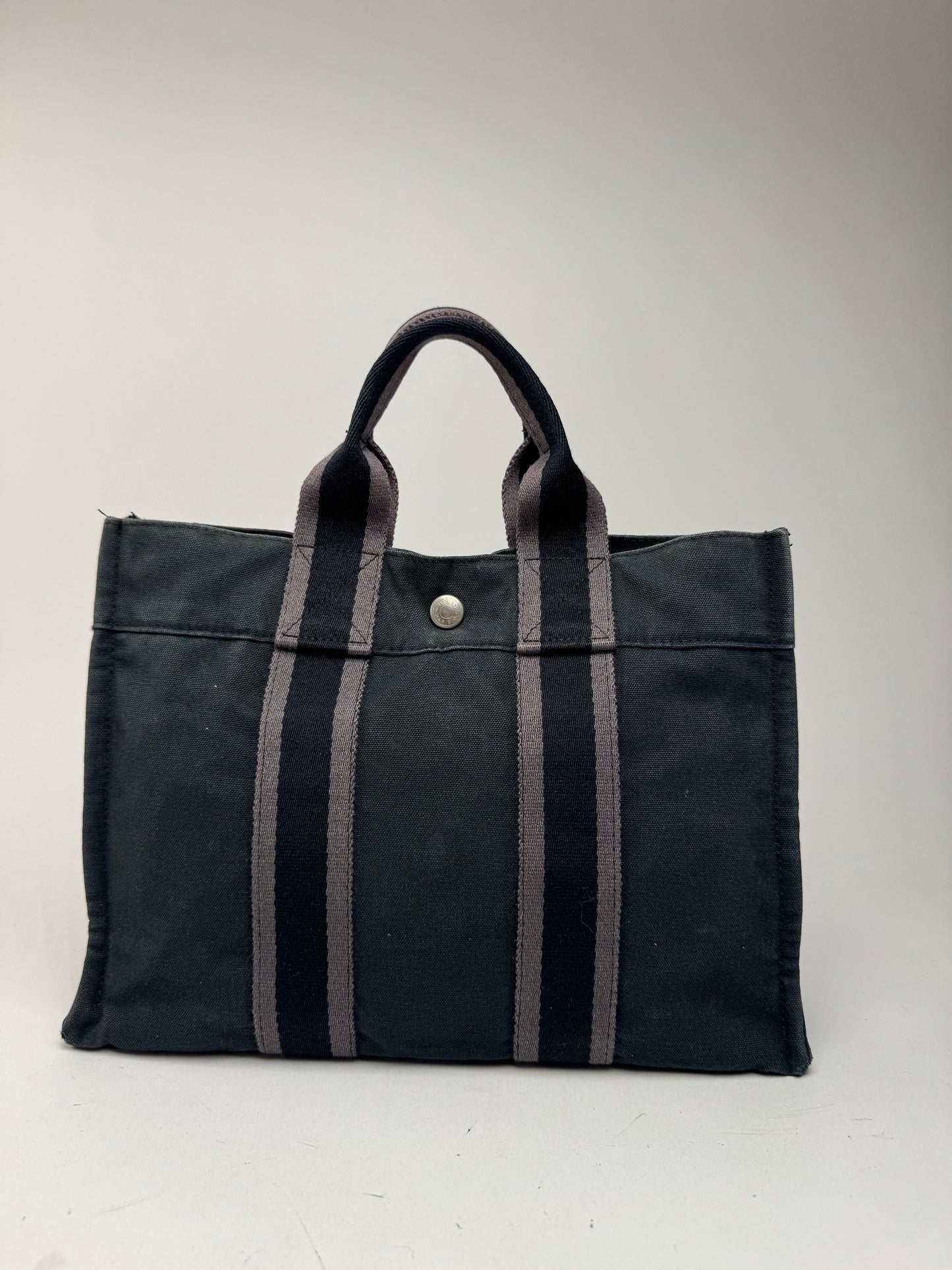 Sac cabas vintage Hermès Mini en toile noire