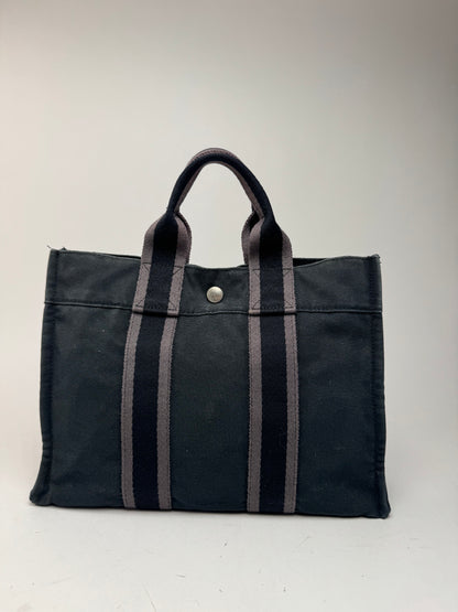 Sac cabas vintage Hermès Mini en toile noire