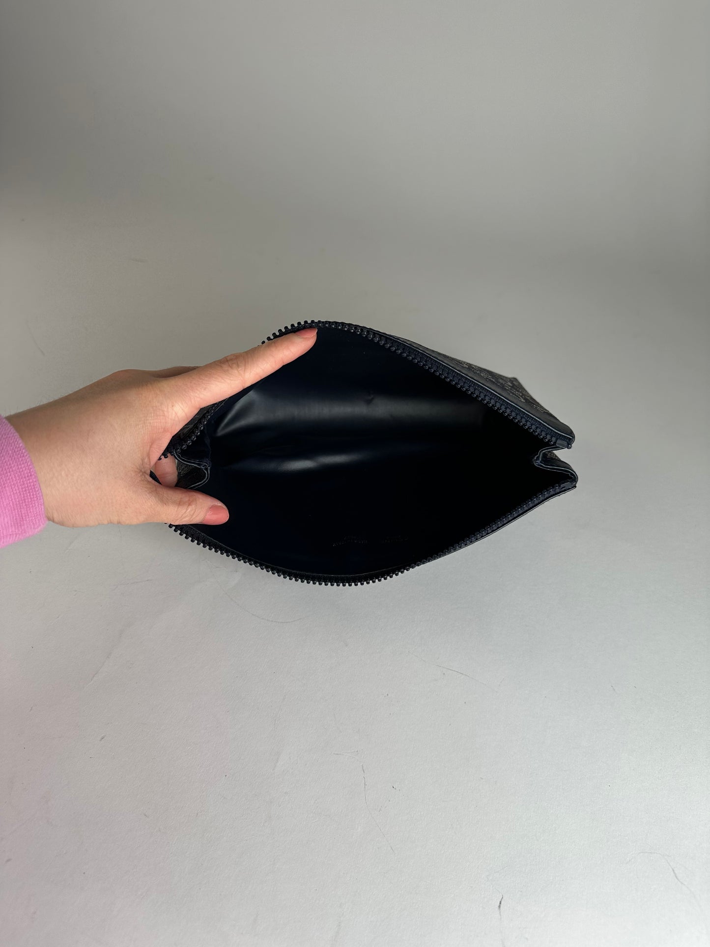 Vintage Celine Paris Monogram Clutch Navy White