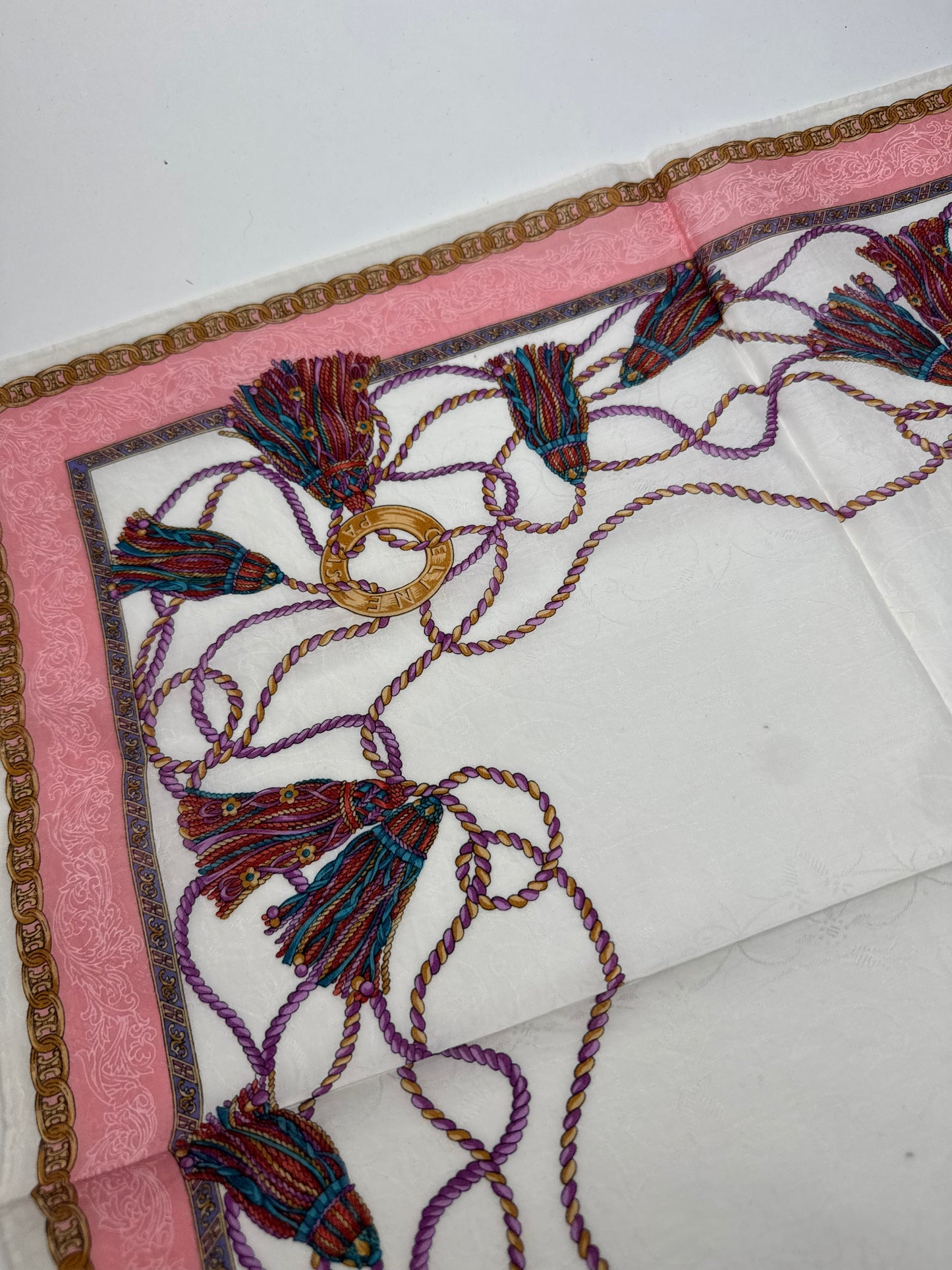 Vintage Celine Scarf White pink