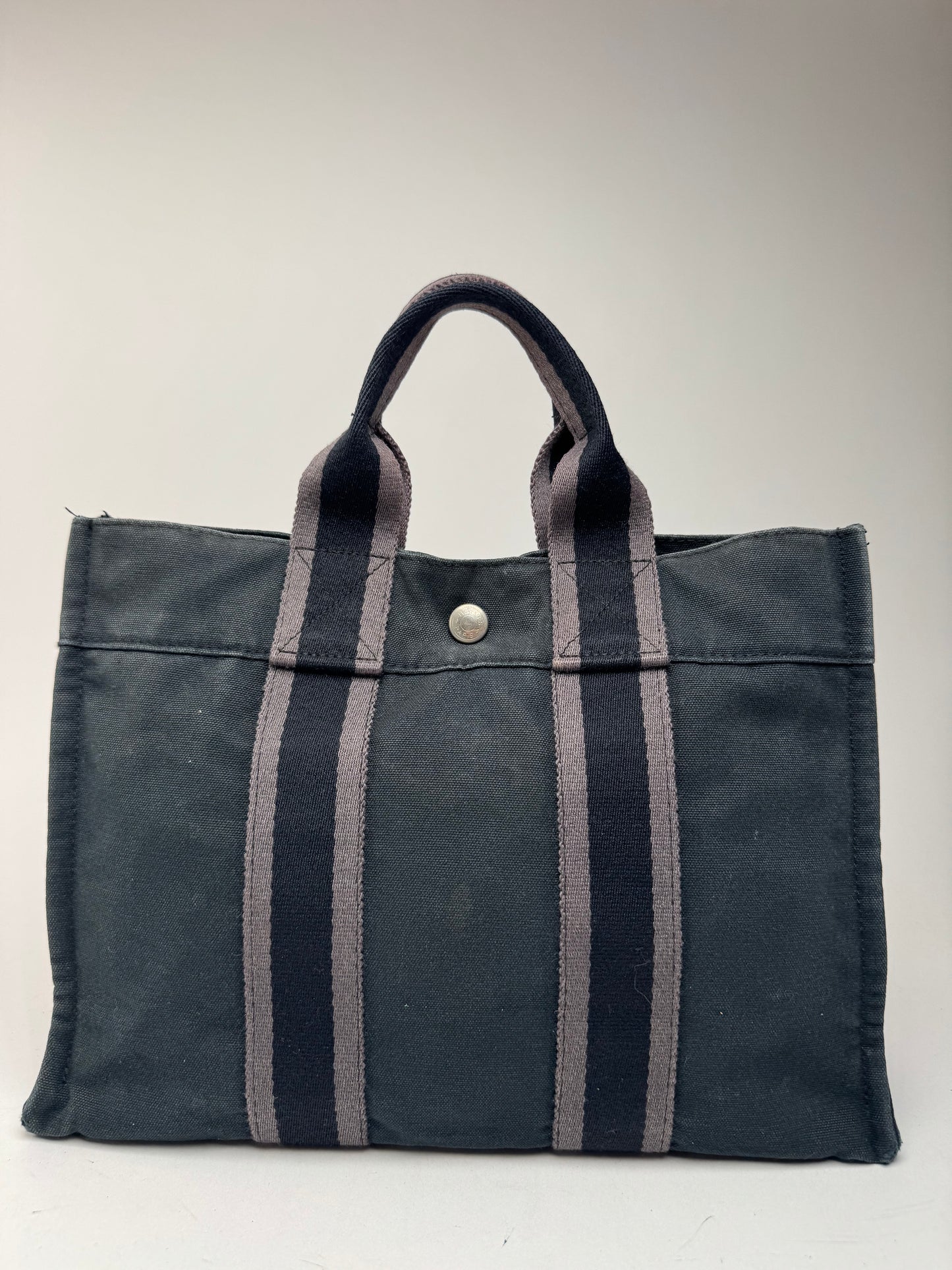 Sac cabas vintage Hermès Mini en toile noire