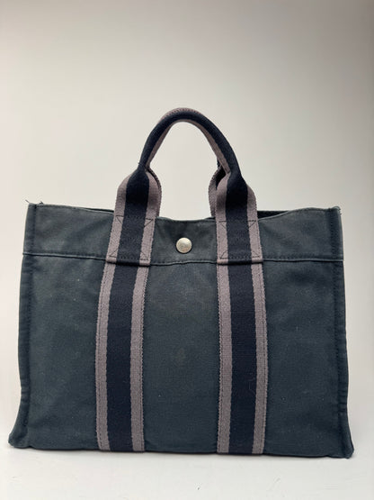 Sac cabas vintage Hermès Mini en toile noire
