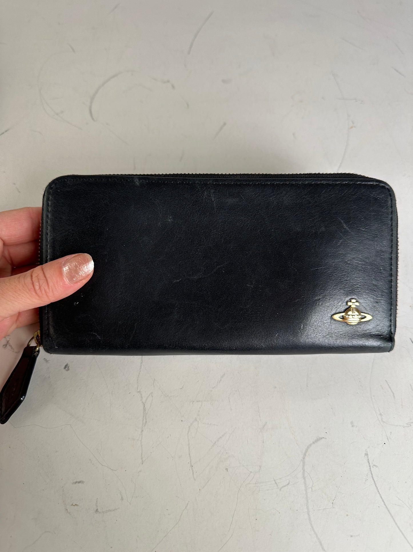 Vintage Vivienne Westwood Leather Wallet Black Gold