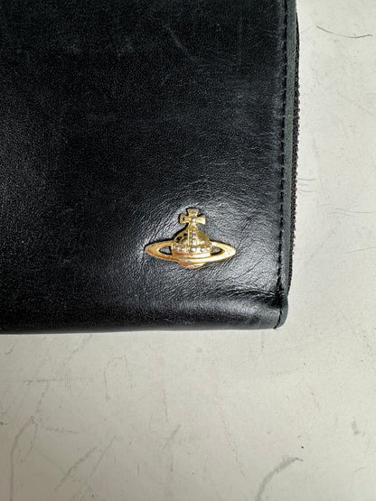 Vintage Vivienne Westwood Leather Wallet Black Gold